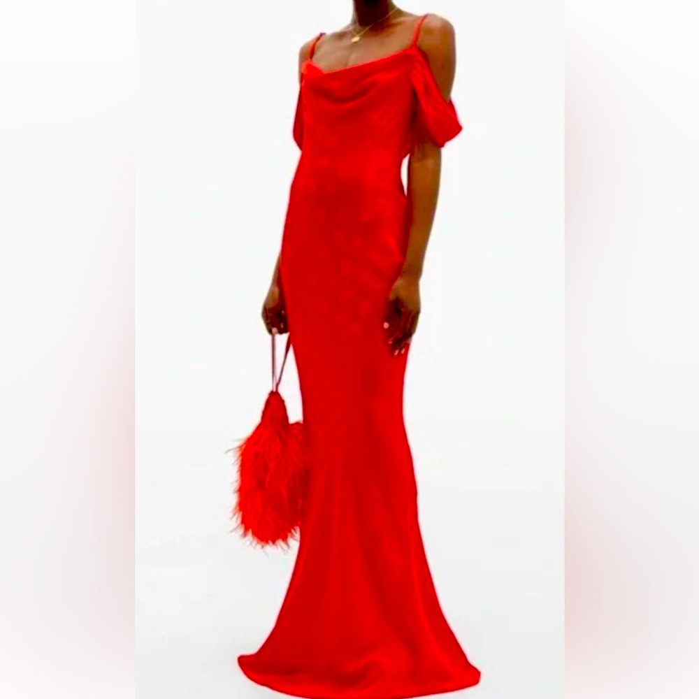 Rat And Boa | Florentina Cowl Neck Jacquard Maxi Dress | Size Small Red